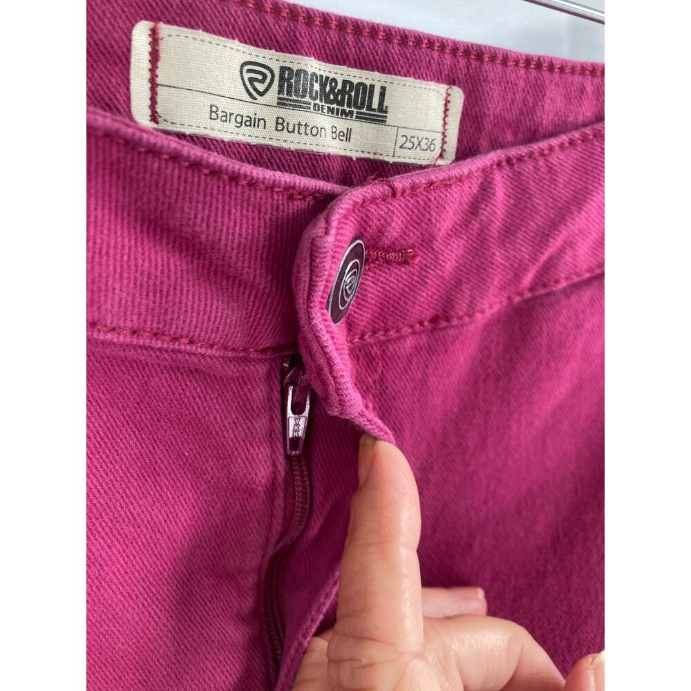 Rock & Roll Cowgirl Burgundy Bell Bottom Jeans Rodeo Women’s Western 25x36 - Picture 5 of 11